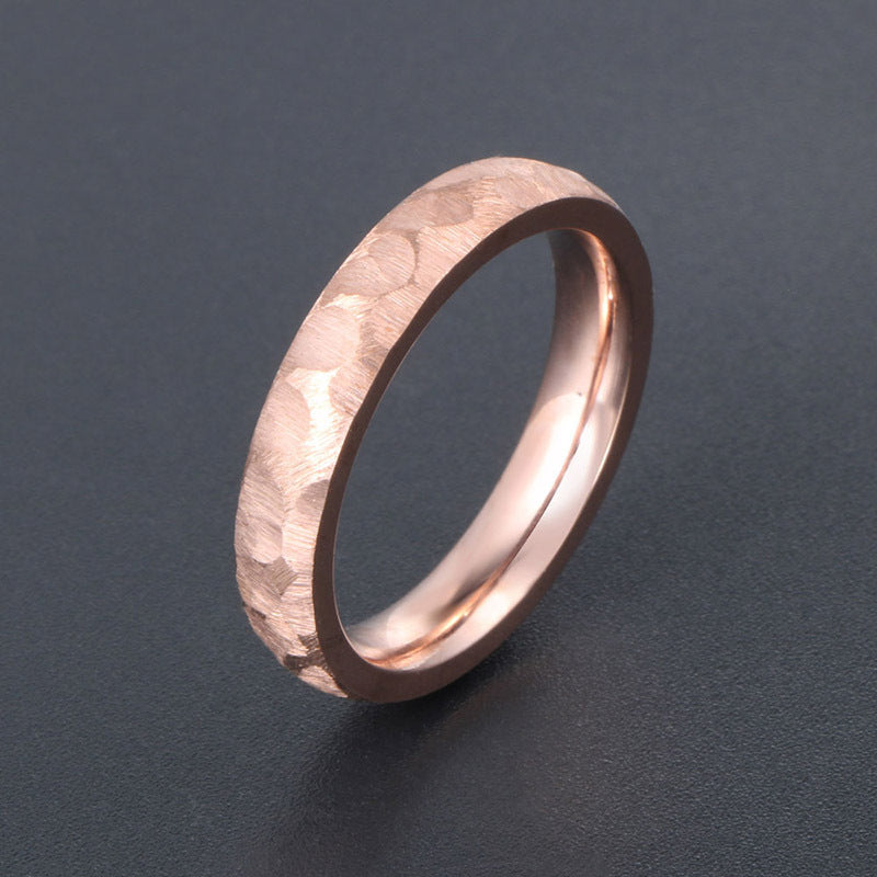 Elegant Rose Gold Titanium Steel Couple Ring for Men - Rhombus Multi-Sided Design