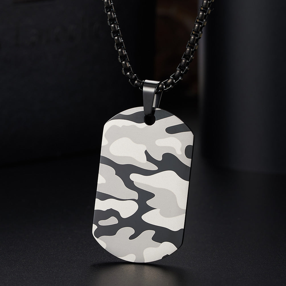 Laser Camouflage Pattern Stainless Steel Military Brand Necklace