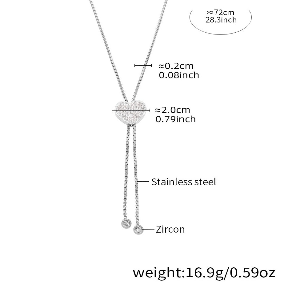 Planderful Tassel Love 5A Zircon Necklace 18K Gold Women