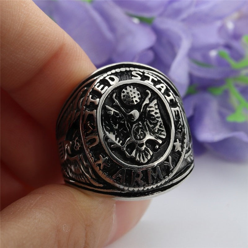 Planderful Titanium Steel Eagle Ring For Men Unisex Retro Trendy Statement Jewelry With Protective Symbol