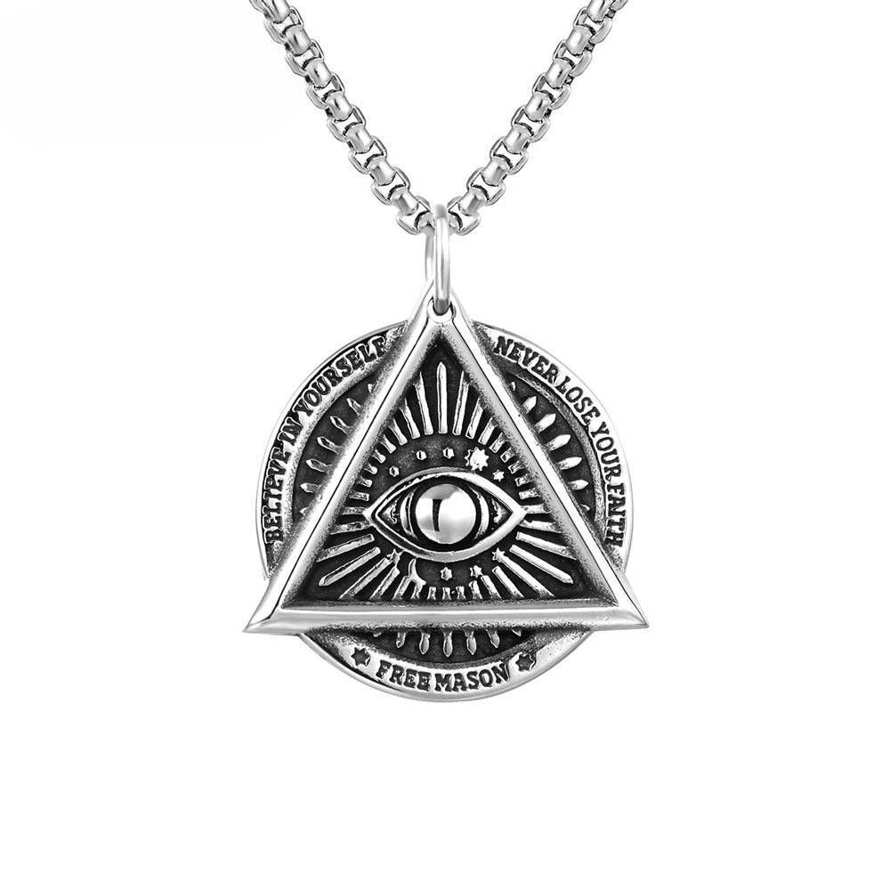 Planderful Devil Eye Pendant Necklace Titanium Steel Unisex Protection Statement For Men And Women