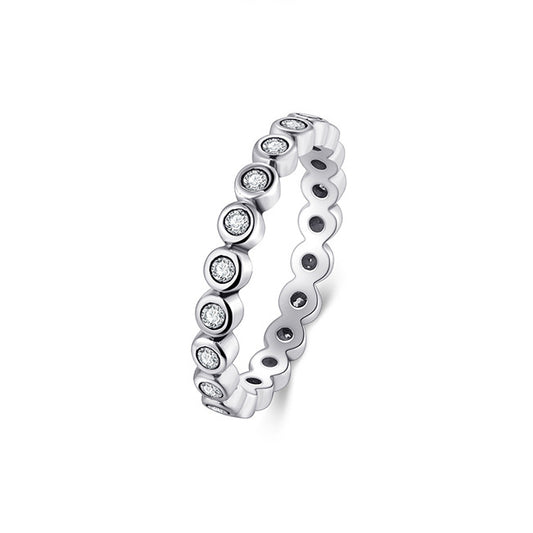 S925 Sterling Silver Zircon Stackable Ring - Korean Style Wholesale Jewelry