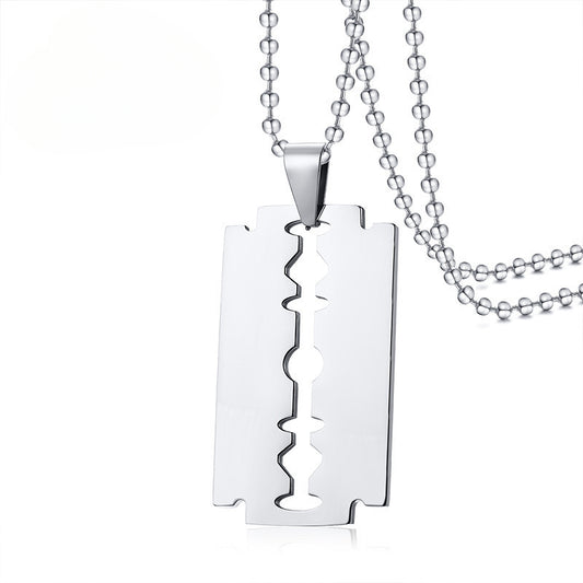 Trendy Men's Blade Necklace Stainless Steel Jewelry Razor Pendant