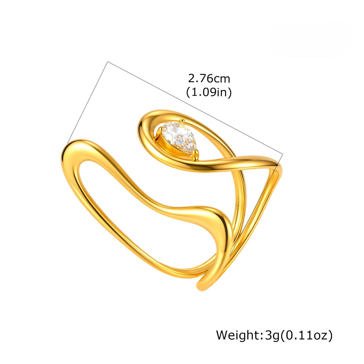 Version Of Design Blogger With Stainless Steel Double Zircon Open Ring