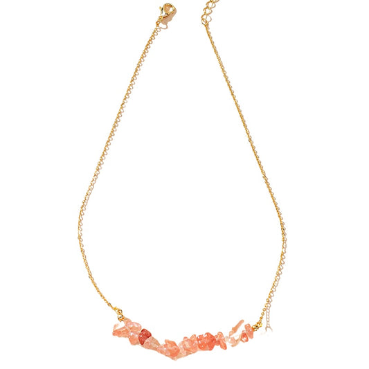 Unique Handmade Pink Stone Collarbone Necklace for Women - Vienna Verve Collection