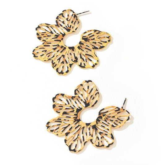 Planderful Vienna Verve Earrings – Exaggerated Chic Metal Leopard Print Design