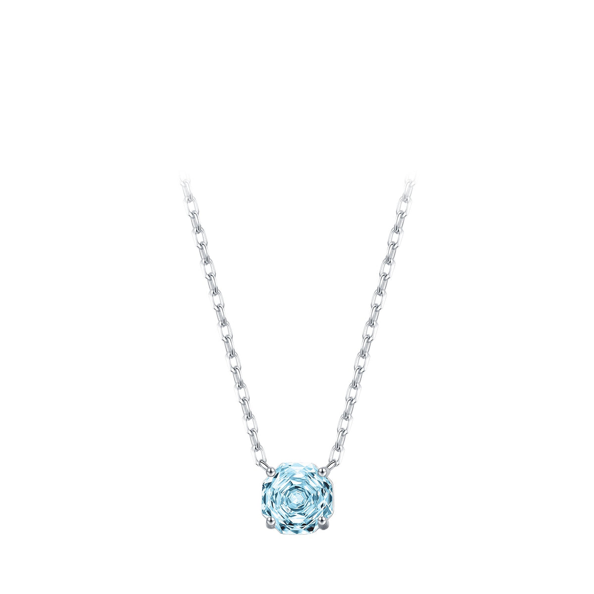 925 Sterling Silver Multicolor Octagonal Rose-Cut Zircon Necklace