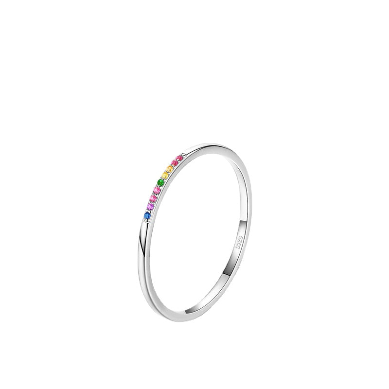 Starry Rainbow Sterling Silver Ring for Women - Size 5-10