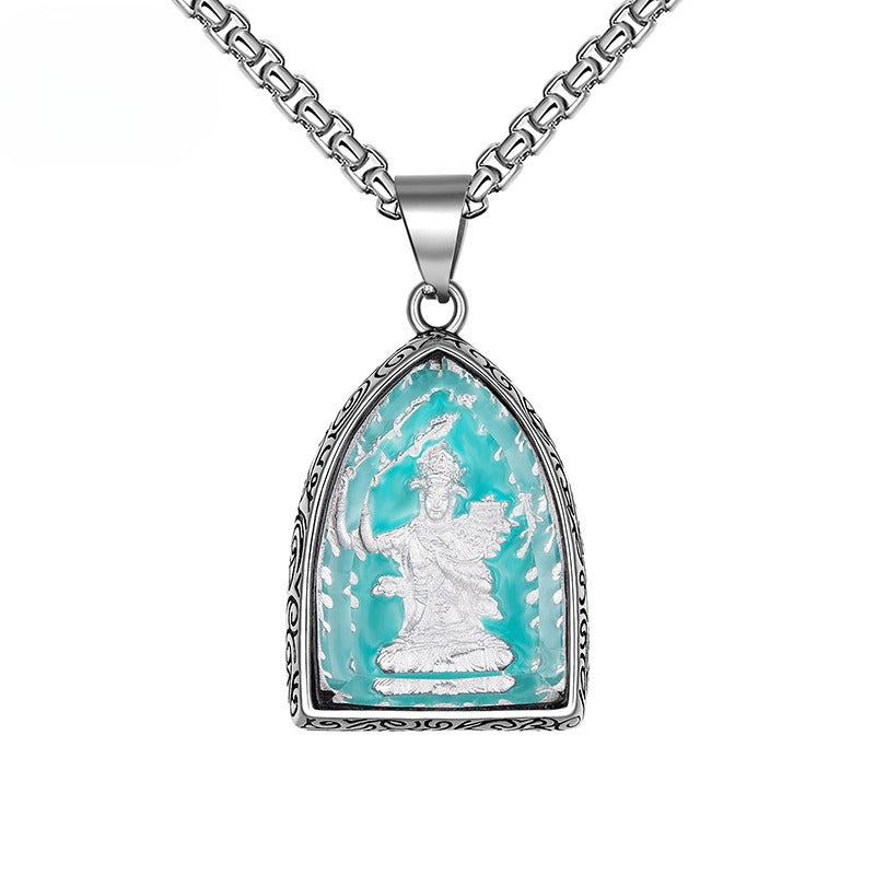 Stainless Steel Necklace – Vintage Zodiac Sign Pendant For Men With Luminous Amulets