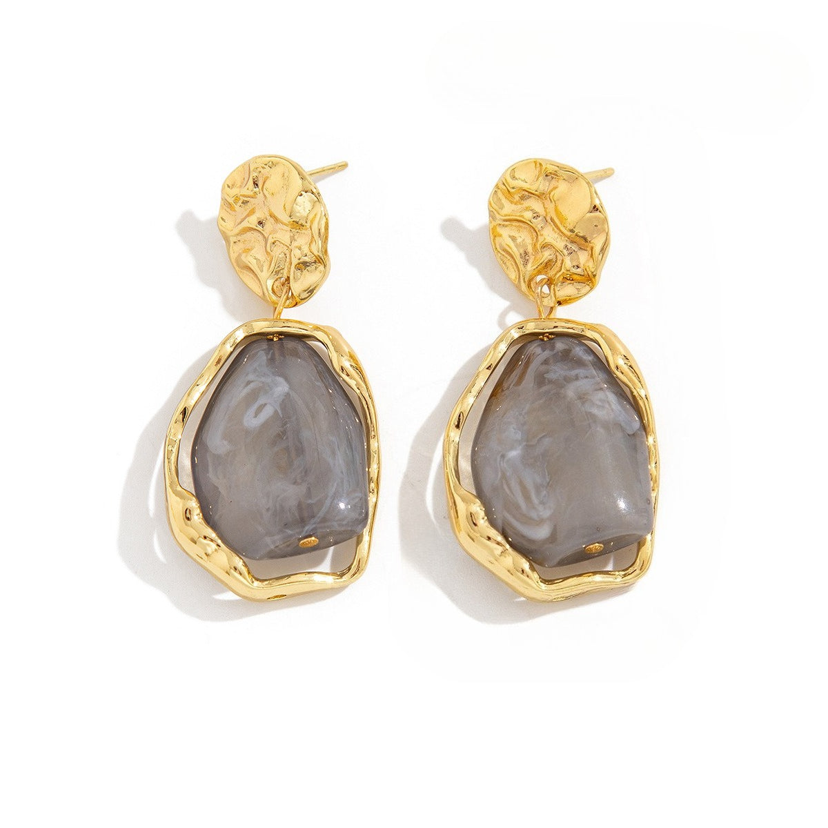 Planderful Imitation Pearl Earrings, Liquid Metal Pleated Studs, Irregular Design, Statement Jewelry for Modern Women
