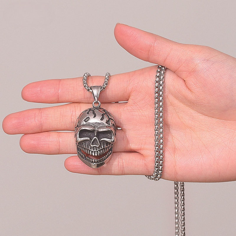Steel Necklace – Luxury Skull Pendant For Men Titanium Steel Gothic Jewelry Accessory