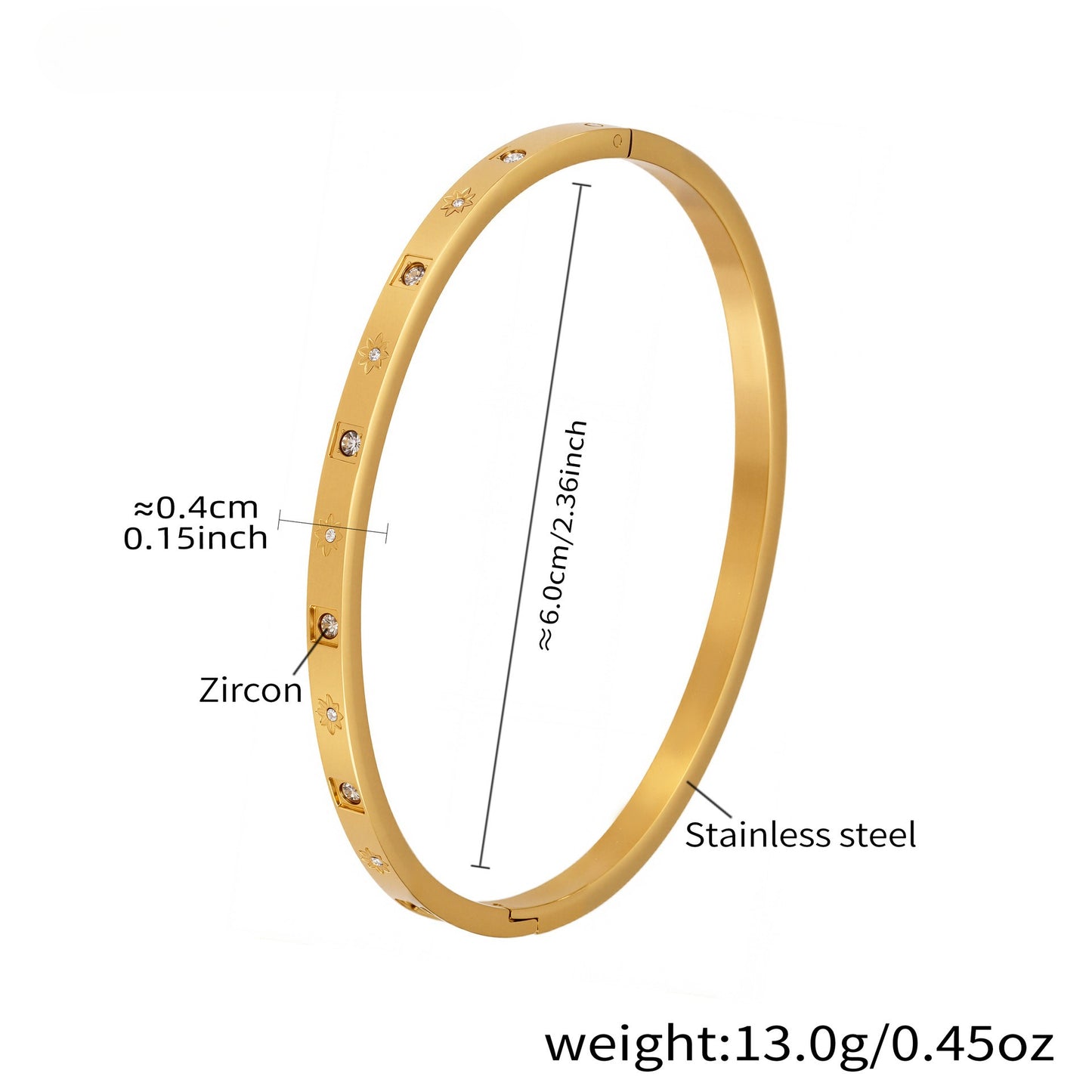 Planderful Women Stainless Steel Geometric Zircon Bracelet