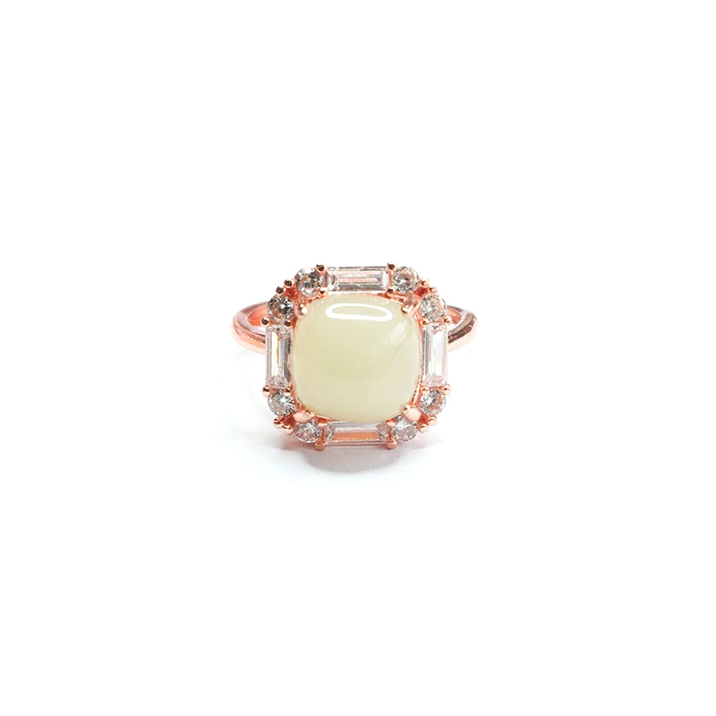 Hetian Jade Sugar-Cube Ring