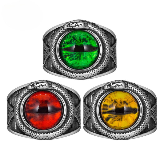 Steel Ring – Vintage Demon Eye Ring For Men, Punk Retro Style Jewelry Gift For Him