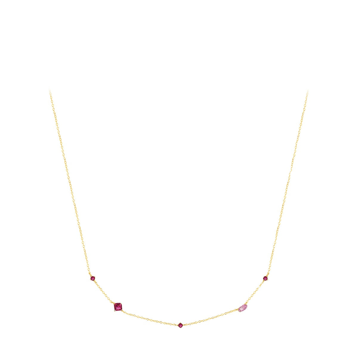 Fashionable Pigeon Blood Red Zircon Necklace for Women - Sterling Silver Variant