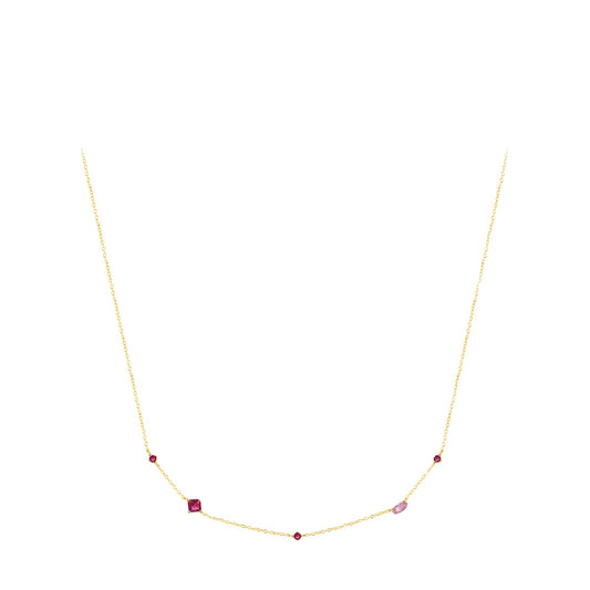 Fashionable Pigeon Blood Red Zircon Necklace for Women - Sterling Silver Variant