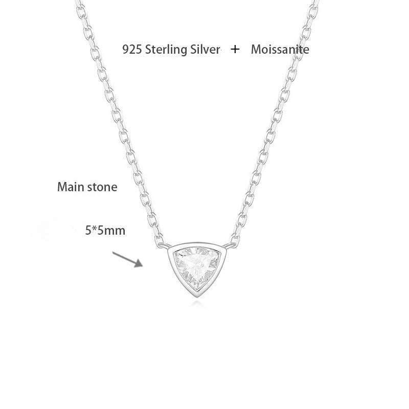 Planderful Moissanite Pendant 0.5ct Triangular Sparkling S925 Silver Gold Necklace For Women