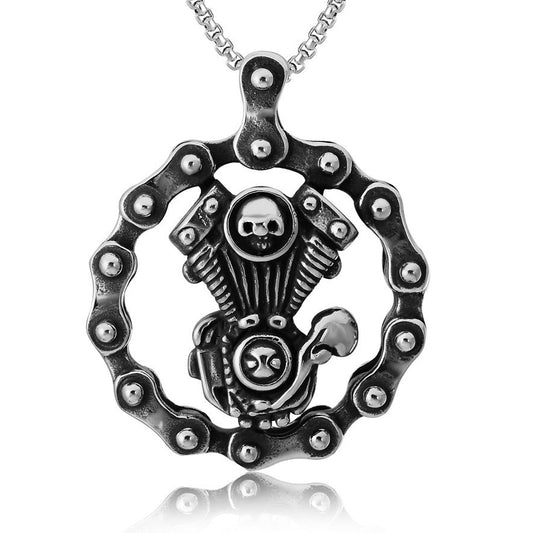 Locomotive Engine Titanium Steel Necklace for Men