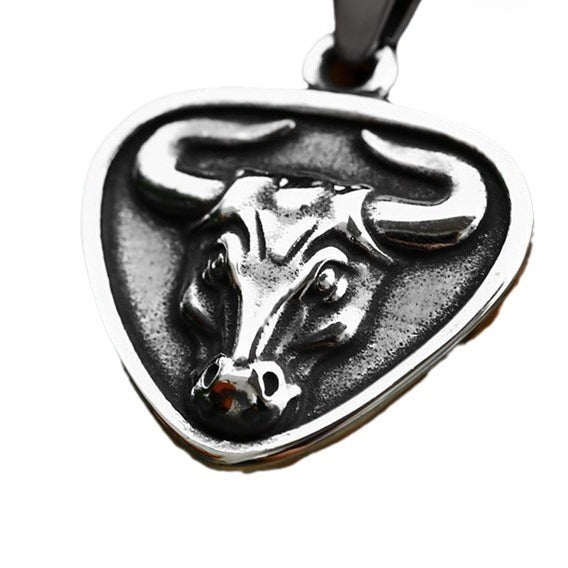 Stainless Steel Bull Head Pendant – Titanium Steel Men's Pendant Necklace