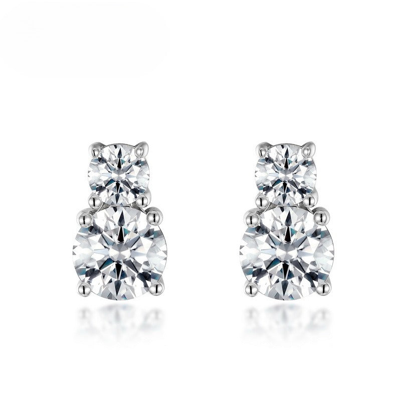 S925 Sterling Silver Gold-Plated Moissanite Round Stud Earrings