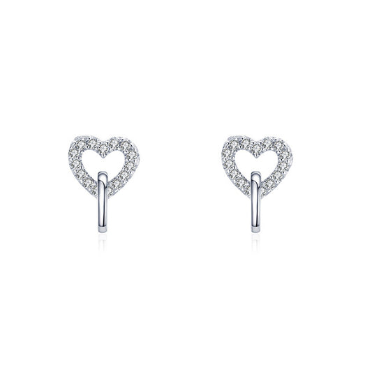 Sweet European Style Sterling Silver Heart Earrings