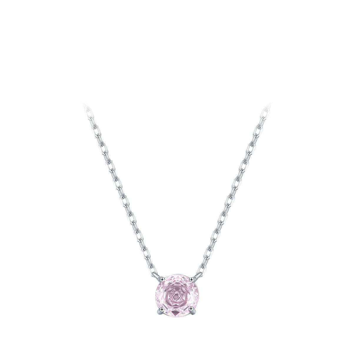 925 Sterling Silver Blush Pink Rose-Cut Zircon Necklace