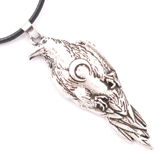 Viking Crow Metal Necklace - Gothic Retro Fashion Jewelry for Men
