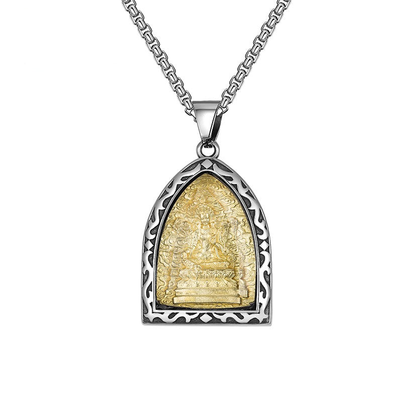 Steel Necklace – Elegant Guardian Amulet Pendant