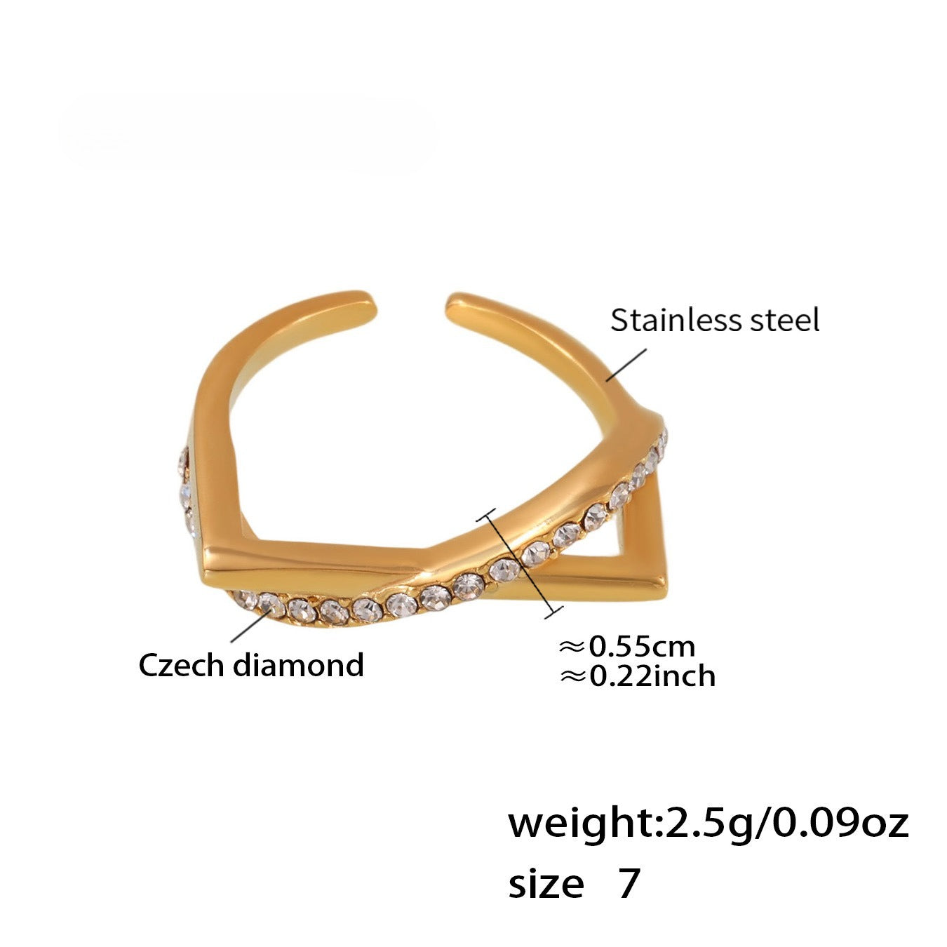 Planderful Zircon Bead Ring For Women Open Design Luxury