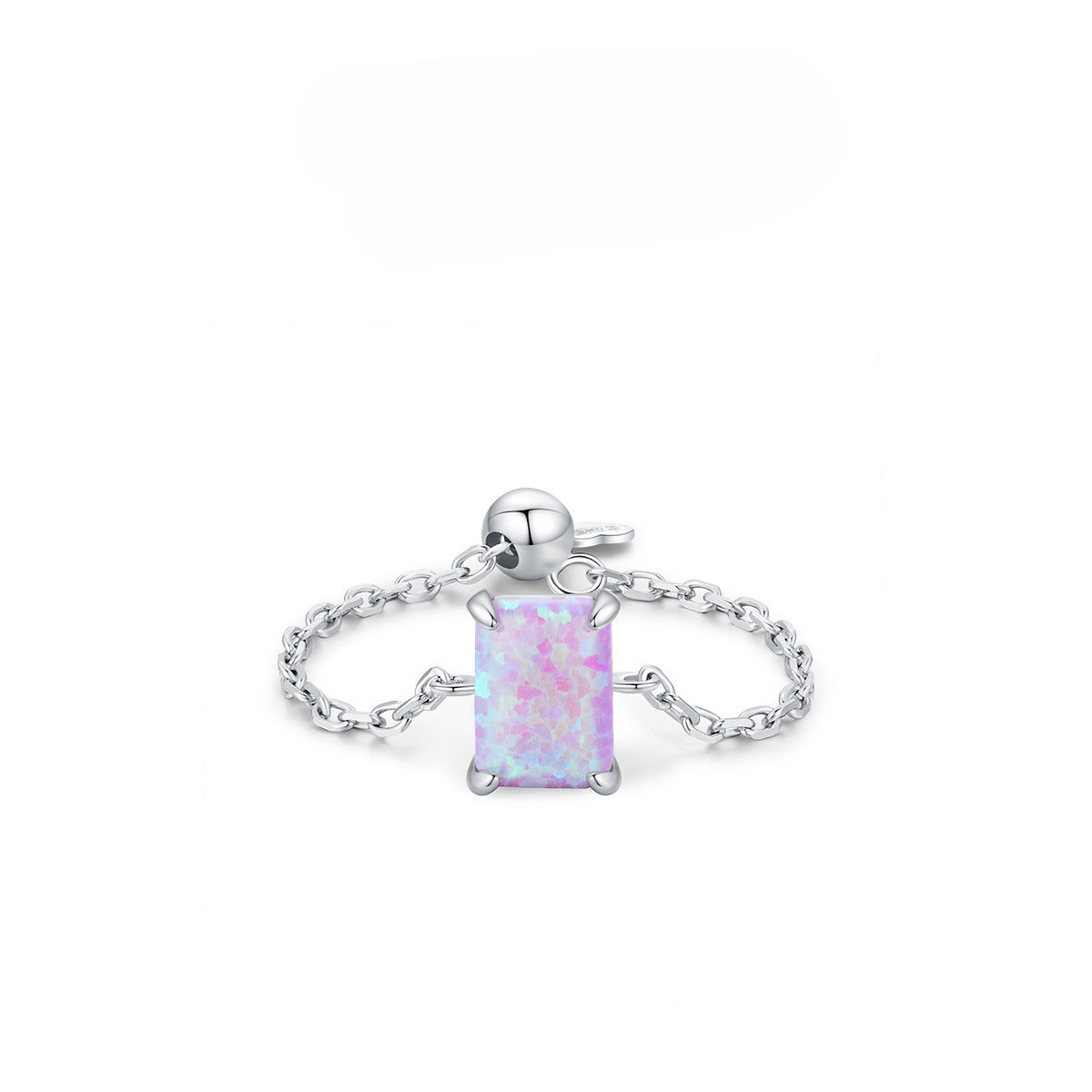 925 Sterling Silver Opal Geometric Ring