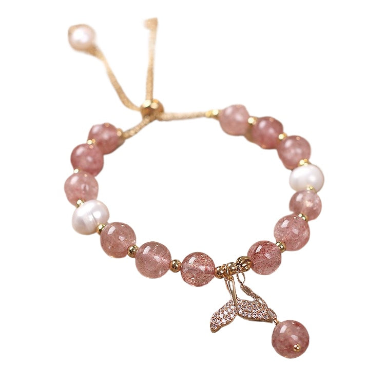 Strawberry Quartz Crystal Fish Bracelet