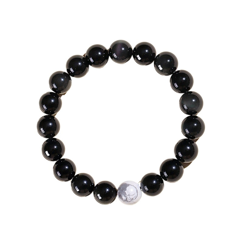 Planderful Fortune's Favor Bracelet – Elegant Obsidian Beaded Design