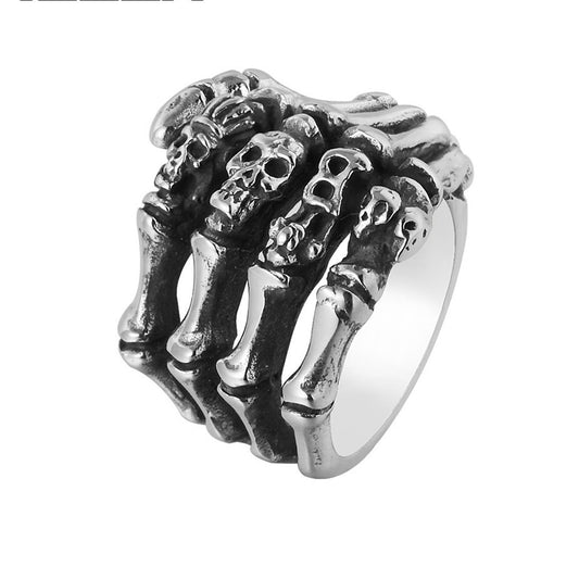 Halloween Skeleton Claw Titanium Steel Ring for Men