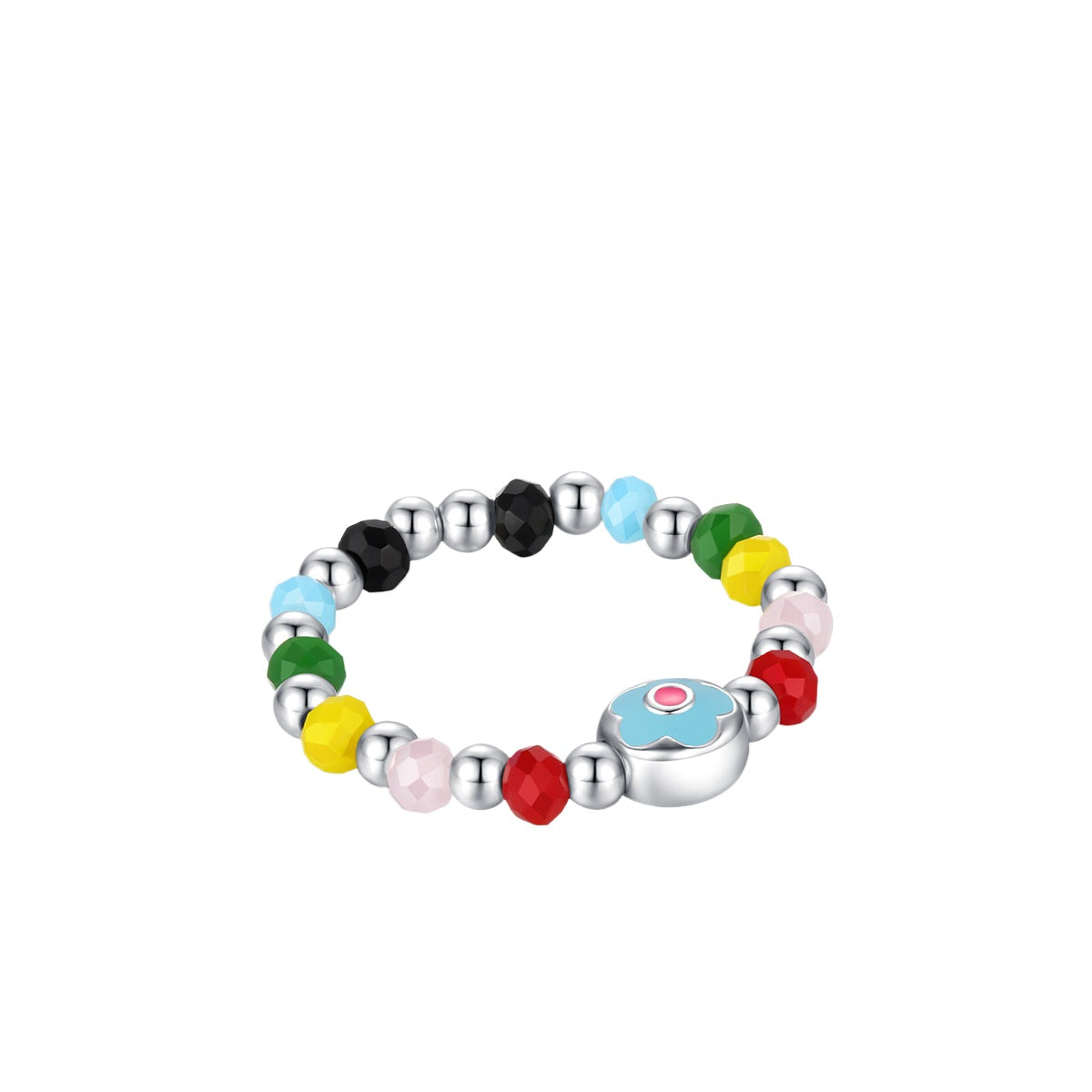 925 Sterling Silver Color-Beaded Ring