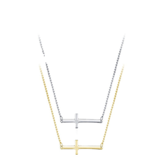 Everyday Genie Sterling Silver Cross Necklace for Women - Trendy European and American Instagram Chain Jewelry