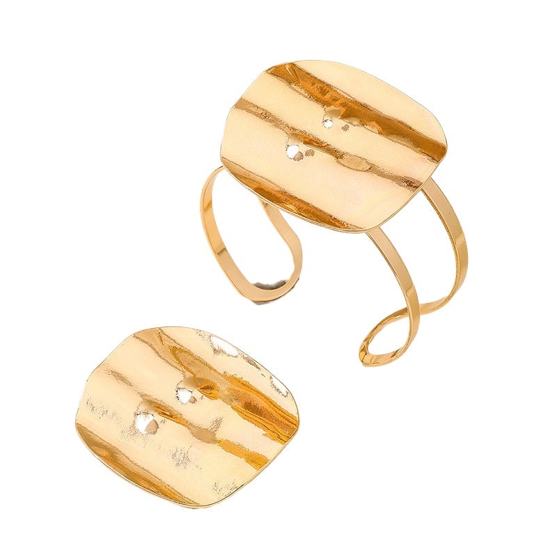 Geometric Love Bracelet and Ring Set for Women's Fashion