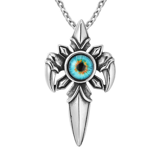Devil's Eye Mechanical Cross Titanium Steel Necklace for Men