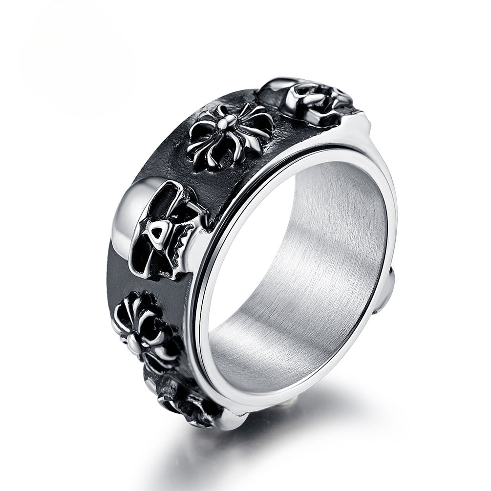 Retro Domineering Skull Rotatable Ring for Men Hipster