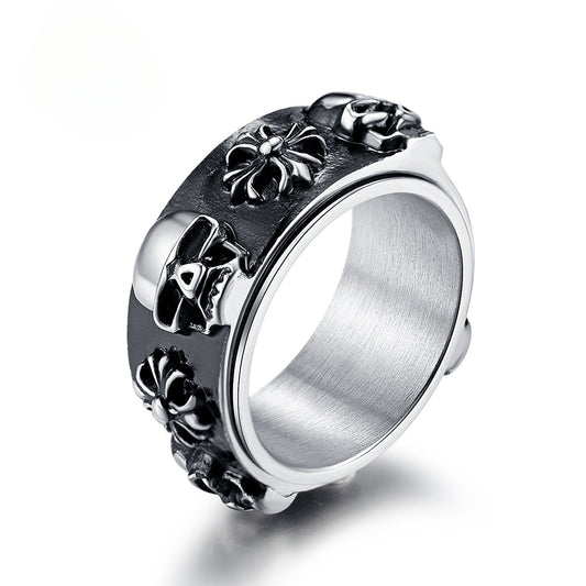 Retro Domineering Skull Rotatable Ring for Men Hipster