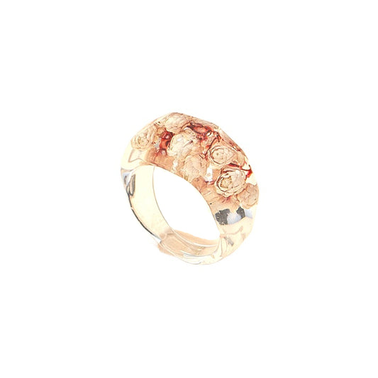 European and American Inspired Handcrafted Flower Ring with Dry Flowers