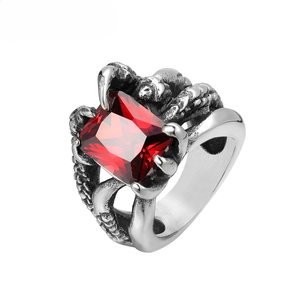 Planderful Fashion Retro Ghost Claw Zircon Men's Titanium Steel Ring Unisex Personalized Protection Statement