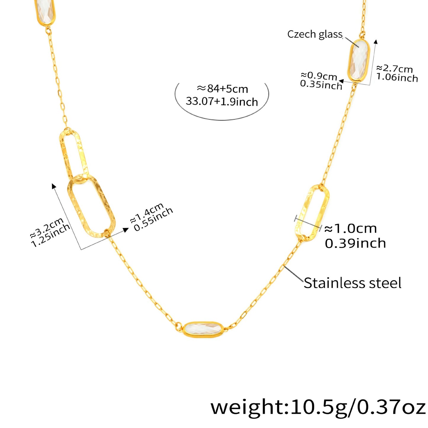 Planderful Transparent Glass Clavicle Necklace Double Layer