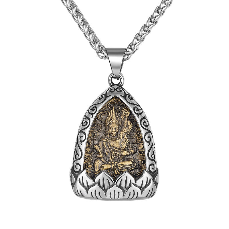 Steel Necklace – Vintage Buddha Pendant for Boyfriend