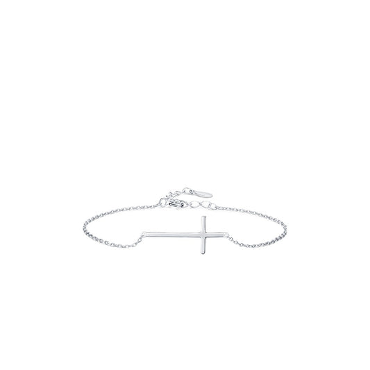 Chic S925 Sterling Silver Cross Bracelet with Unique Mirror Design