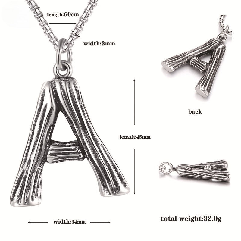 Stainless Steel Necklace – Minimalist 26 Letter Pendant