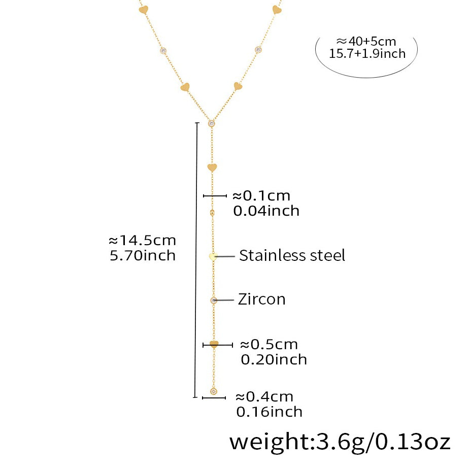 Planderful Little Love Zircon Y Tassel Necklace For Women