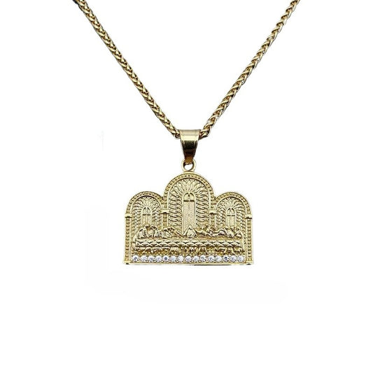 Planderful Thirteen Apostles Pendant Necklace Titanium Steel Gold Plated Zircon For Hip Hop Fans