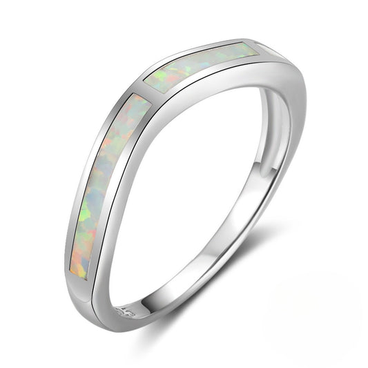 Planderful Jewelry Opal Ring In Sterling Silver 925 Elegant European Style Couple Ring