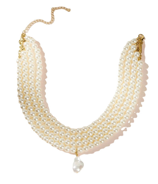 Luxurious European and American Multilayer Faux Pearl Choker Necklace Set - Wholesale Amazon Jewelry Collection