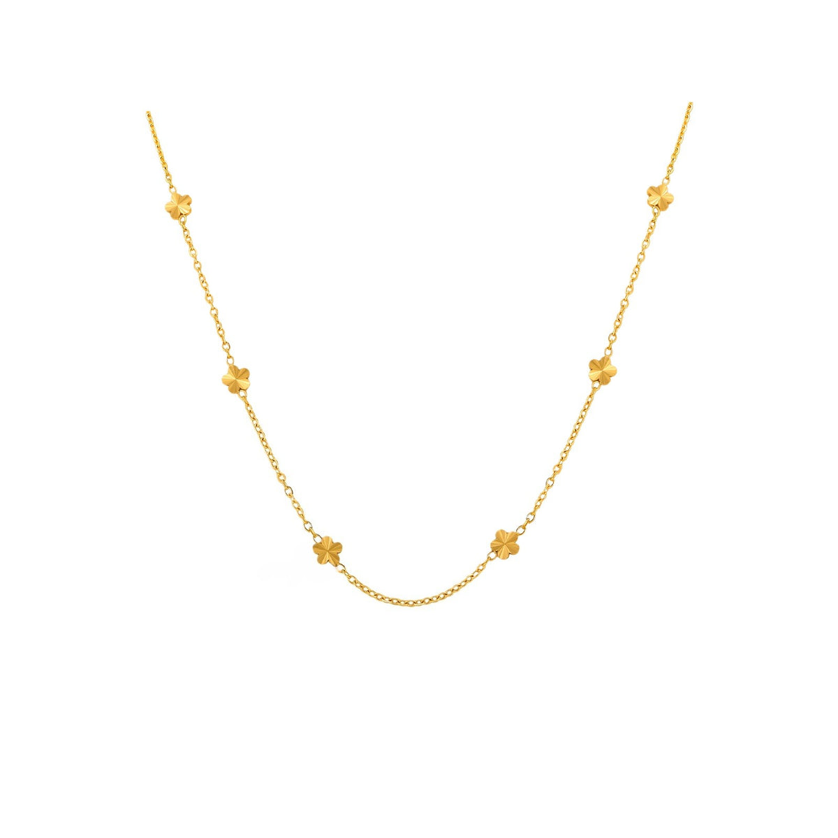 Stainless Steel Version Design Sexy Literary Flower Necklace Gold